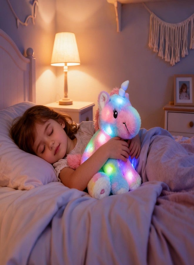 Hopearl LED Plush Unicorn Colorful Lighting Up Stuffed Animal Floppy Night Lights Glow in The Dark Birthday Gifts for Kids Toddler Girls, Rainbow, 12'' - Image 2